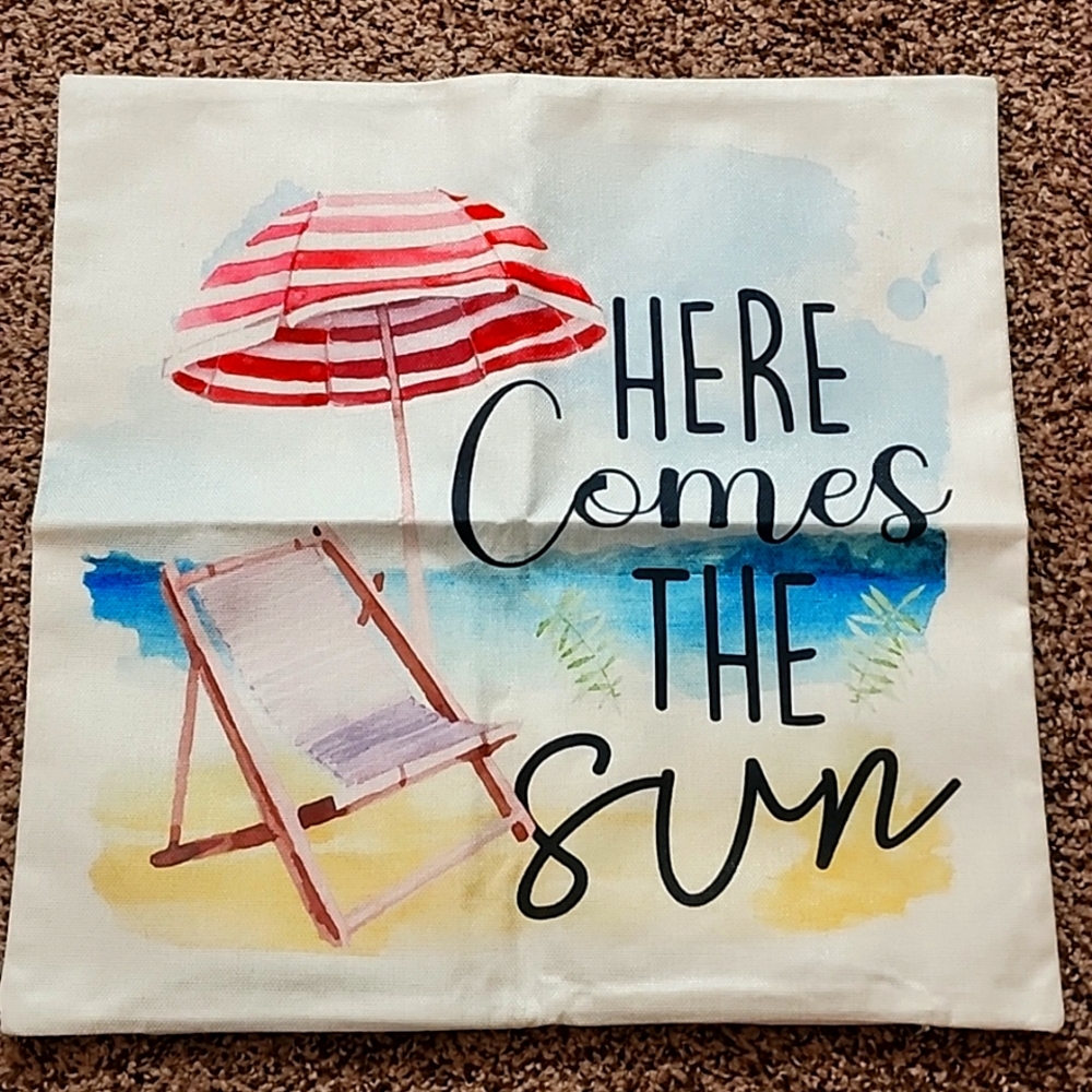 ♥️Here Comes the Sun Throw Pillow 17x17"  Pillow Covers, Retro Pillows,Home Deco